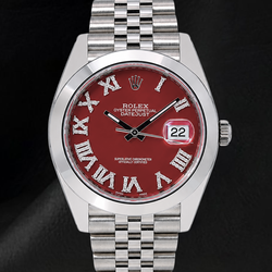 Montre Rolex Datejust 126300 41 mm en Acier Inoxydable avec Cadran Diamants Rouge à Chiffres Romains
