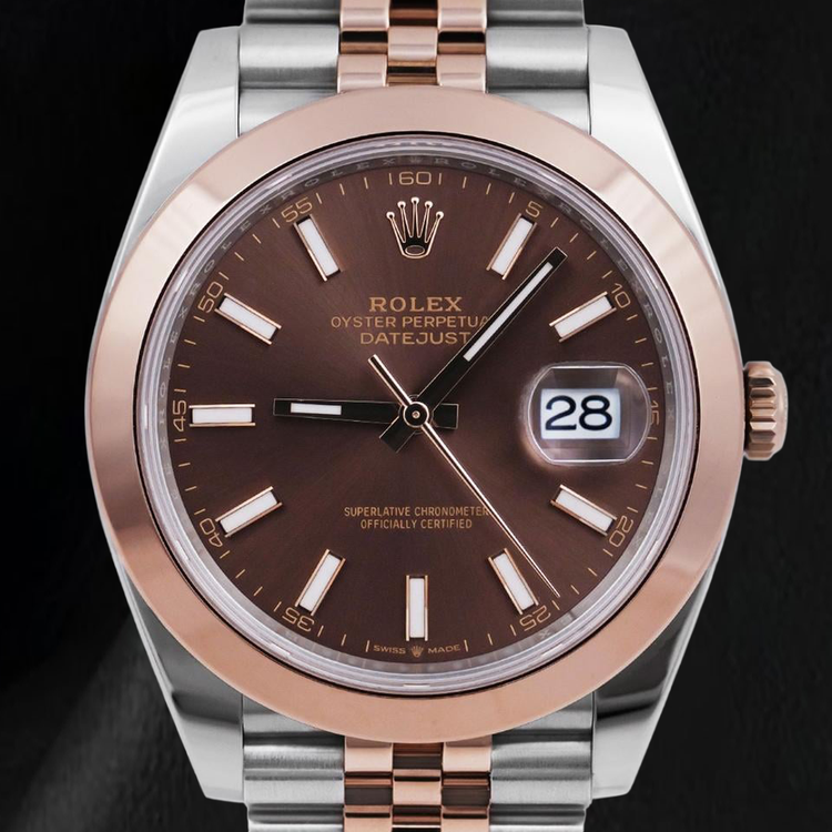 Montre Rolex Datejust 126301 Bicolore 41 mm Cadran Chocolat à Index Bâtons