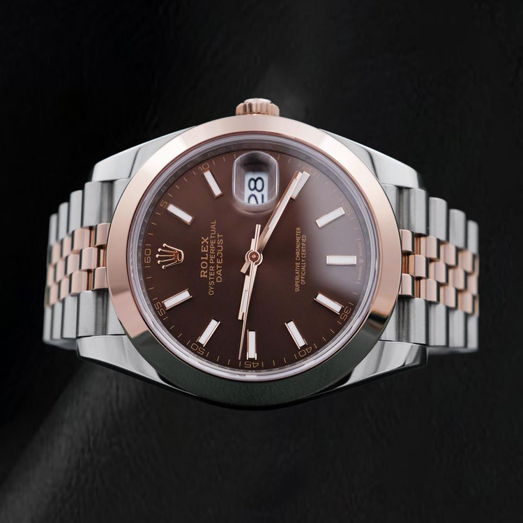 Montre Rolex Datejust 126301 Bicolore 41 mm Cadran Chocolat à Index Bâtons