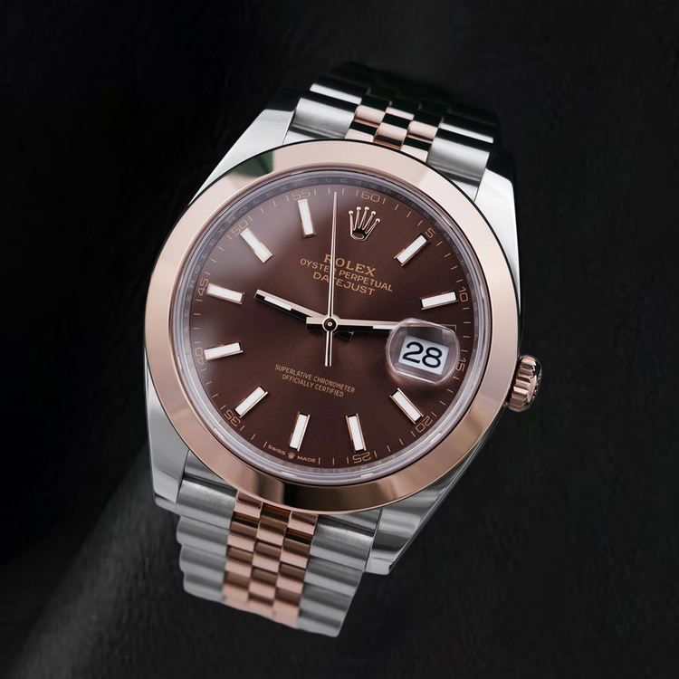Montre Rolex Datejust 126301 Bicolore 41 mm Cadran Chocolat à Index Bâtons