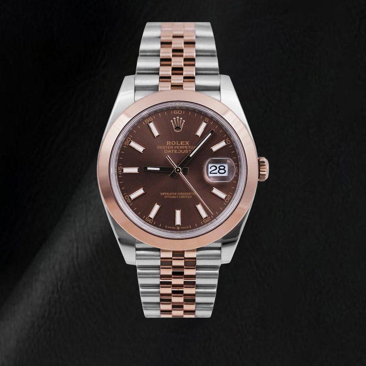 Montre Rolex Datejust 126301 Bicolore 41 mm Cadran Chocolat à Index Bâtons