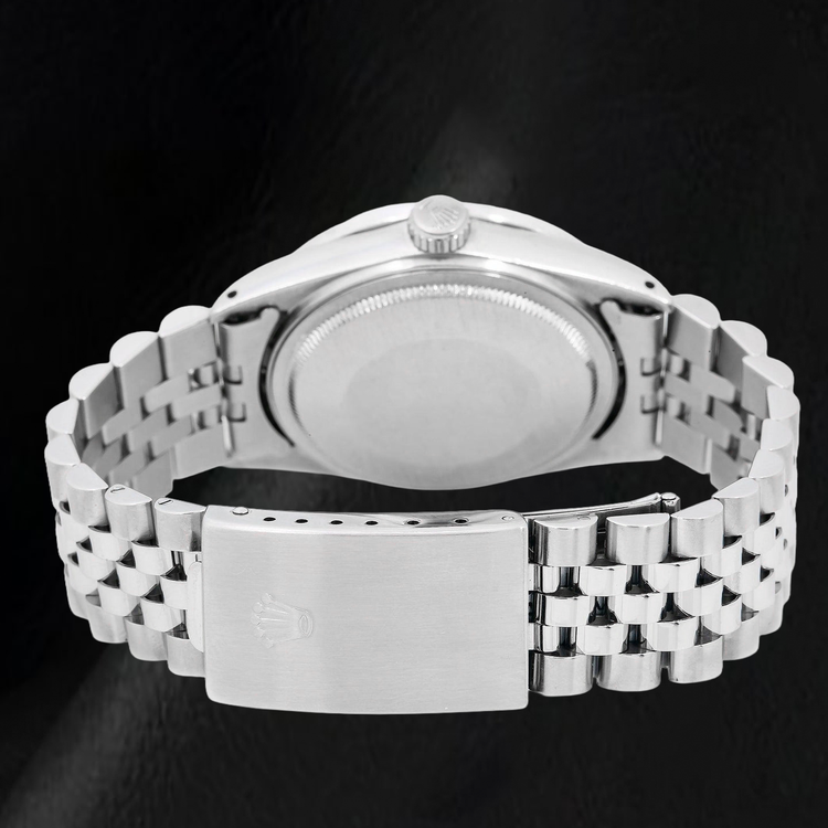 Montre Rolex Datejust 16014 36 mm en Acier Inoxydable, Cadran Diamants Bleu Glacier avec Filet de Diamants