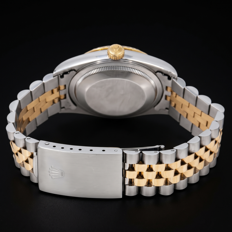 Montre Rolex Datejust 1601 36 mm Bicolore Cadran Diamants en Nacre Noire