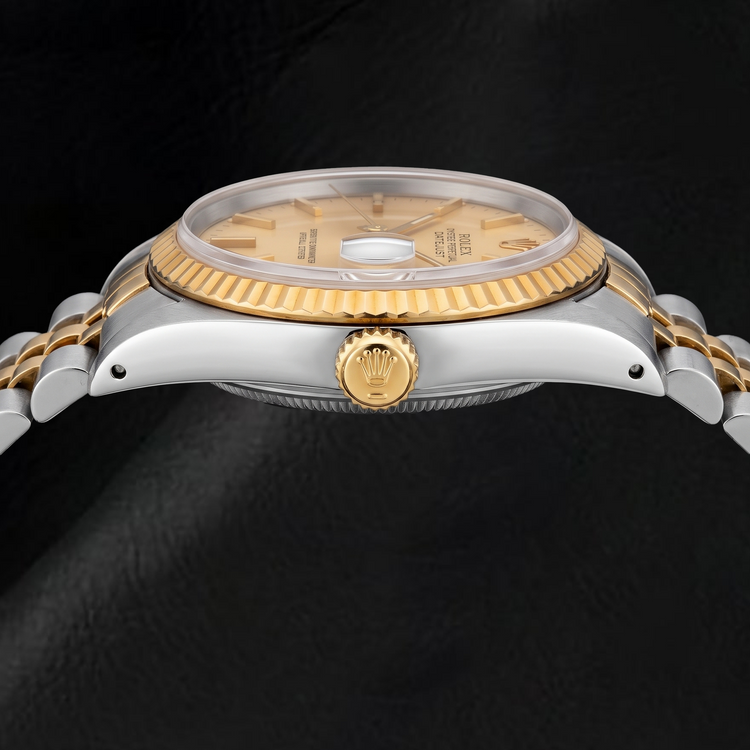 Montre Rolex Datejust 1601 36 mm Bicolore Cadran Champagne à Index Bâtons