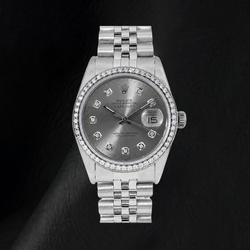Montre Rolex Datejust 1601 36 mm Acier Inoxydable Cadran Diamants Gris