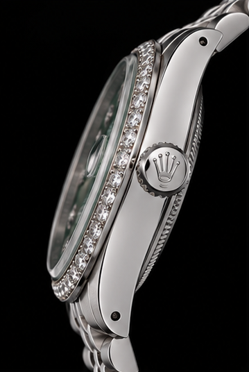 Montre Rolex Datejust 1601 36 mm en Acier Inoxydable avec Cadran Diamants Vert