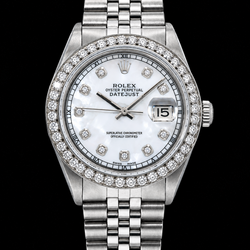 Rolex Datejust 1601 36 mm Cadran Diamants Nacre Blanche Acier Inoxydable
