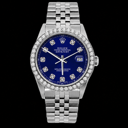 Montre Rolex Datejust 16200 36 mm Cadran Diamants Bleu en Acier Inoxydable