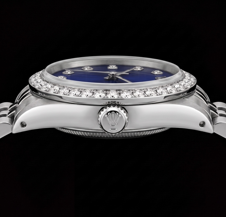 Montre Rolex Datejust 16200 36 mm Cadran Diamants Bleu en Acier Inoxydable