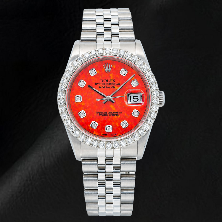 Montre Rolex Datejust 16200 36 mm en Acier Inoxydable avec Cadran Diamants Rouge