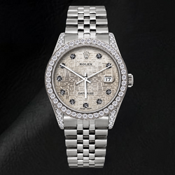 Montre Rolex Datejust 16200 36 mm en Acier Inoxydable Cadran Diamants Jubilé Argenté