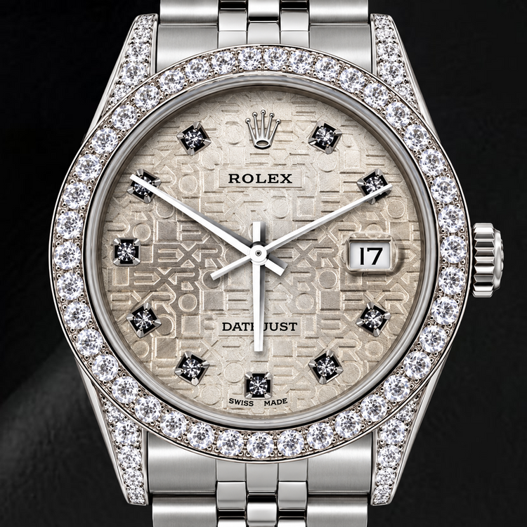 Montre Rolex Datejust 16200 36 mm en Acier Inoxydable Cadran Diamants Jubilé Argenté