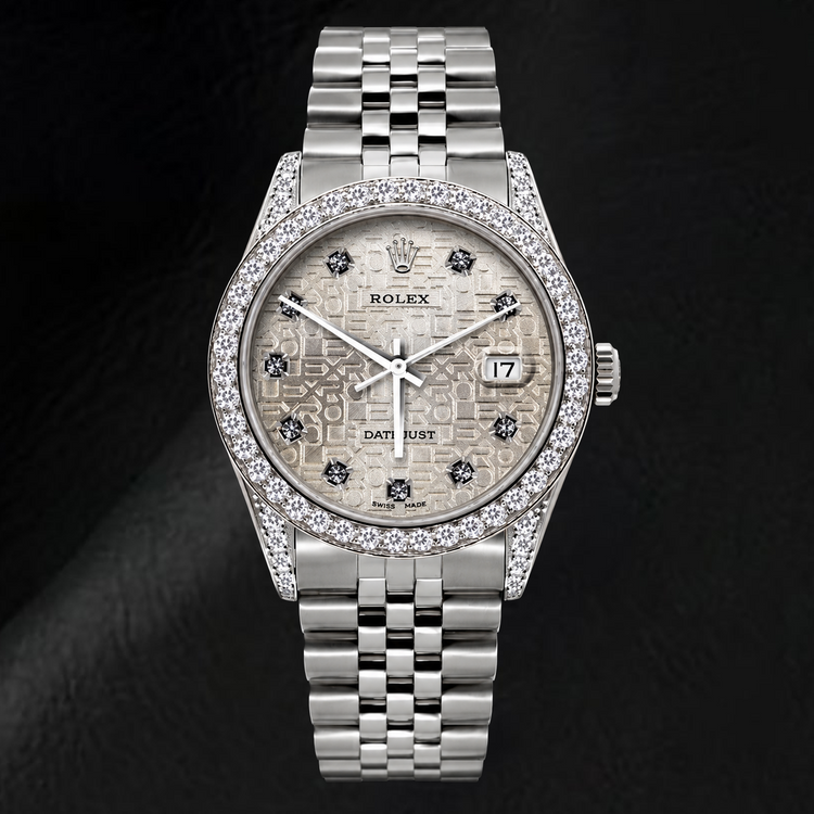 Montre Rolex Datejust 16200 36 mm en Acier Inoxydable Cadran Diamants Jubilé Argenté