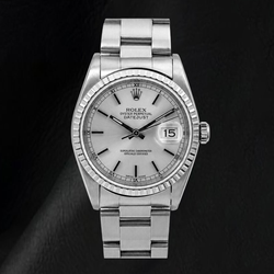 Rolex Datejust 16220 36 mm Montre en Acier Inoxydable Cadran Argenté à Index Bâtons Bracelet Oyster