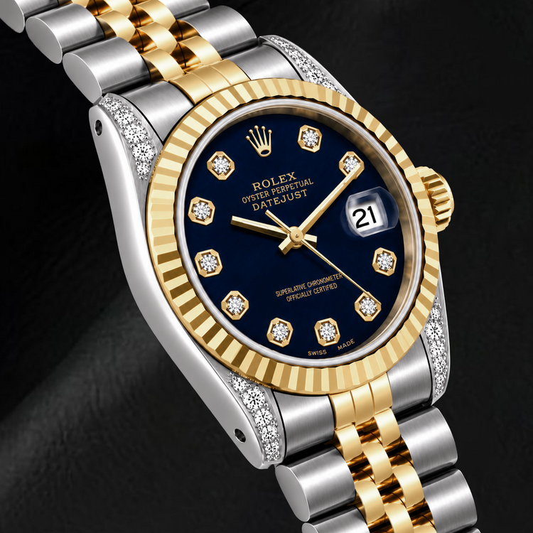 Montre Rolex Datejust 16233 36 mm Bicolore Cadran Diamants Noir