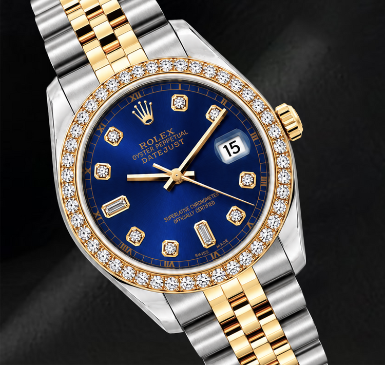 Montre Rolex Datejust 16233 36 mm Bicolore Cadran Diamants Bleu
