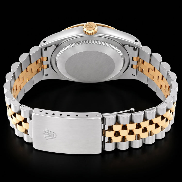 Montre Rolex Datejust 16233 36 mm Bicolore Cadran en Nacre Bleue Chiffres Romains