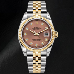 Montre Rolex Datejust 16233 36 mm Cadran Diamants Saumon Bicolore
