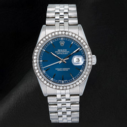 Montre Rolex Datejust 16234 36 mm Cadran Bleu à Index Bâtons en Acier Inoxydable