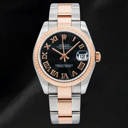 Montre Rolex Datejust 178271 Bicolore 31 mm Cadran Noir Chiffres Romains