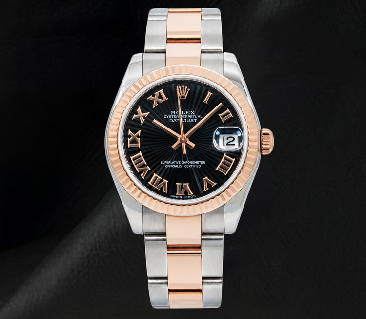 Montre Rolex Datejust 178271 Cadran Noir Chiffres Romains 31 mm Bicolore