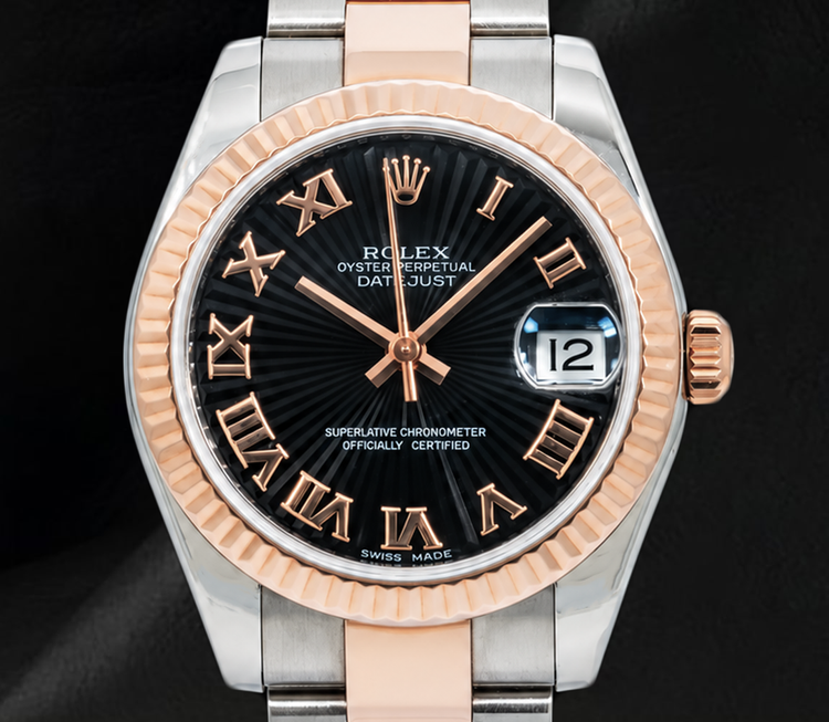 Montre Rolex Datejust 178271 Cadran Noir Chiffres Romains 31 mm Bicolore