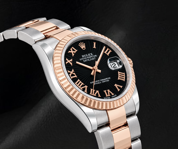 Montre Rolex Datejust 178271 Bicolore 31 mm Cadran Noir Chiffres Romains
