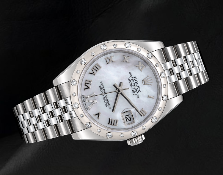 Montre Rolex Datejust 178344 31 mm Cadran en Nacre Blanche Chiffres Romains Bracelet Jubilé en Acier Inoxydable