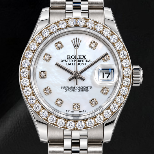 Montre Rolex Datejust 179160 26 mm Acier Inoxydable Cadran Diamants Nacre Blanche