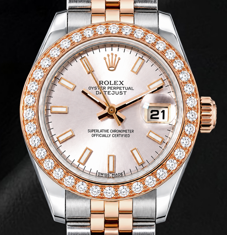 Montre Rolex Datejust 179171 26 mm Bicolore Cadran Sundust à Index Bâtons