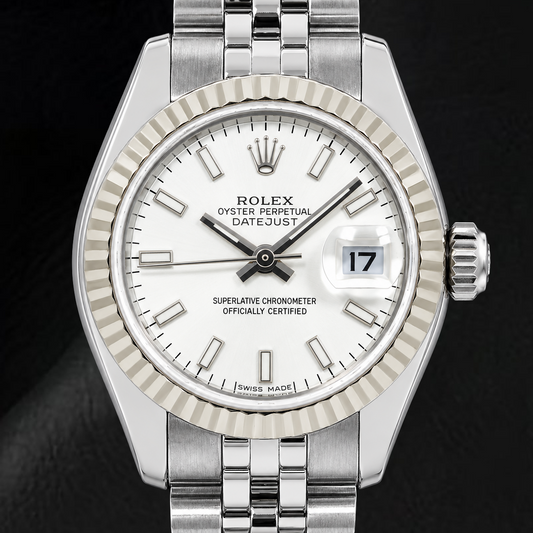 Rolex Datejust 179174 26 mm Montre en Acier Inoxydable Cadran Argenté à Index Bâtons Luminescents