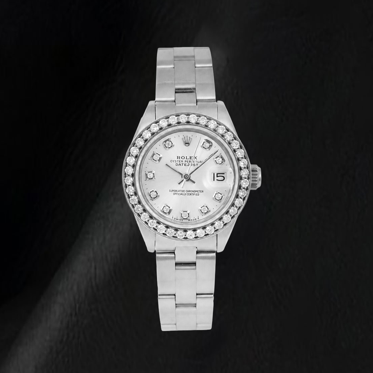 Montre Rolex Datejust 69160 26 mm en Acier Inoxydable Cadran Diamants Argenté