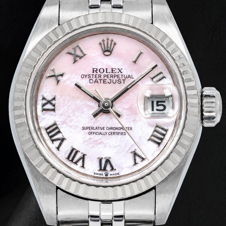 Montre Rolex Datejust 26 mm 69174 en Acier Inoxydable Cadran Romain en Nacre Rose