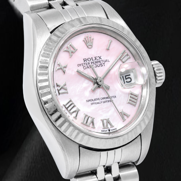 Montre Rolex Datejust 26 mm 69174 en Acier Inoxydable Cadran Romain en Nacre Rose