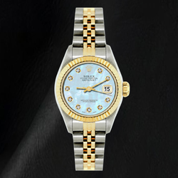 Rolex Datejust 26 mm 69173 Montre Bicolore Cadran Diamants Nacre Bleue