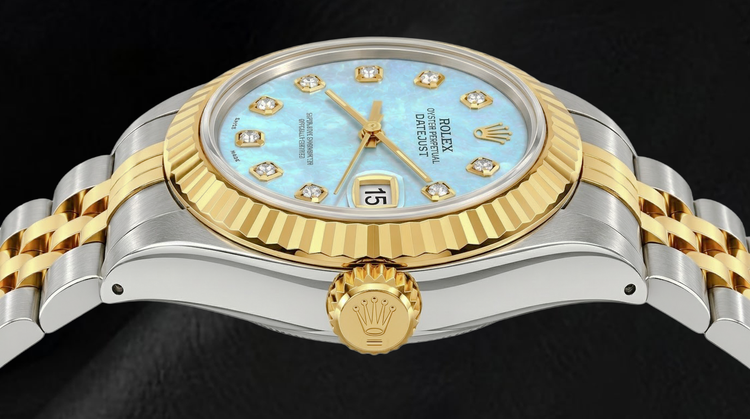 Rolex Datejust 26 mm 69173 Montre Bicolore Cadran Diamants Nacre Bleue