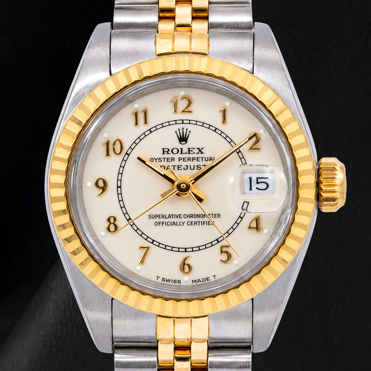 Montre Rolex Datejust 26 mm 69173 Bicolore Cadran Jubilé Blanc à Chiffres Arabes