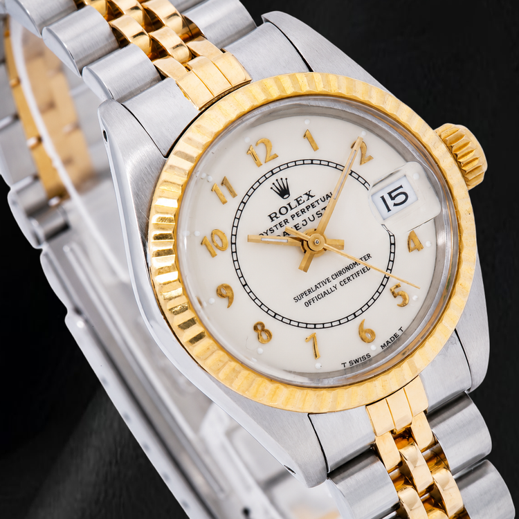 Montre Rolex Datejust 26 mm 69173 Bicolore Cadran Jubilé Blanc à Chiffres Arabes