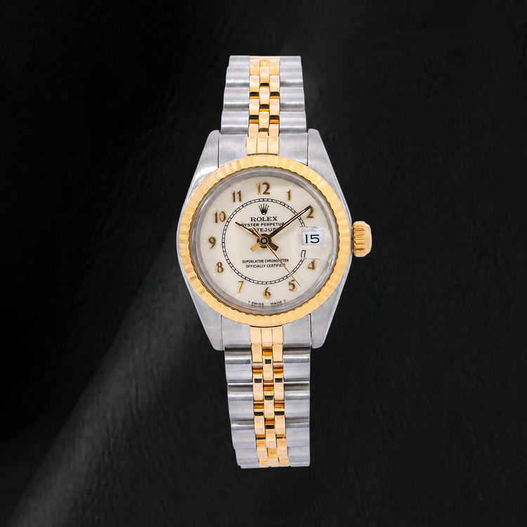 Montre Rolex Datejust 26 mm 69173 Bicolore Cadran Jubilé Blanc à Chiffres Arabes