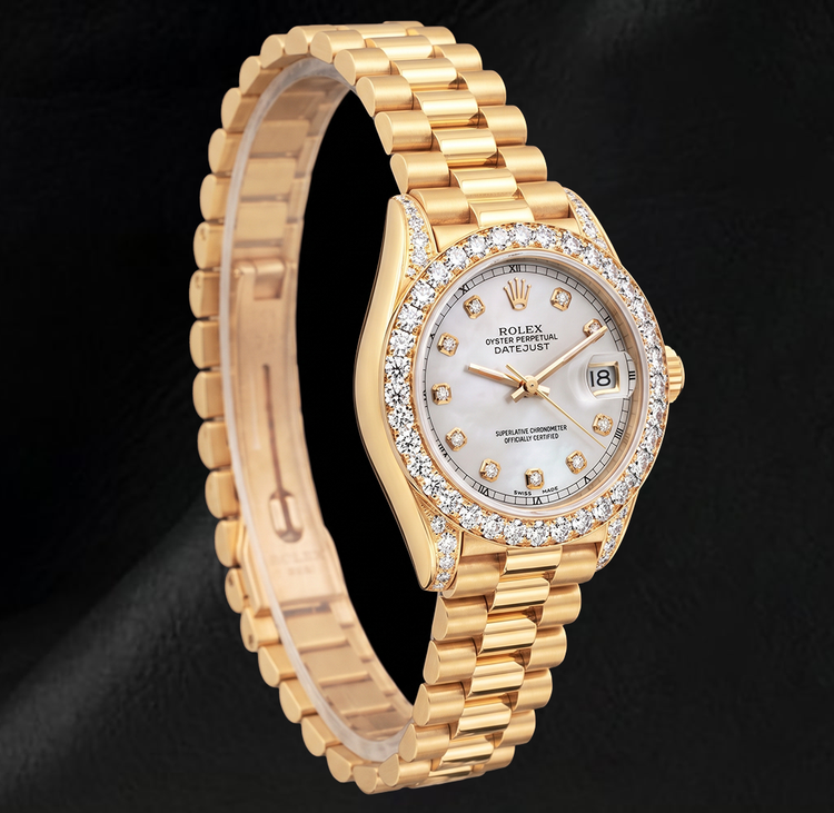 Montre Rolex Datejust 26 mm 69178 Cadran Diamants Lunette Diamants Or Jaune 18K