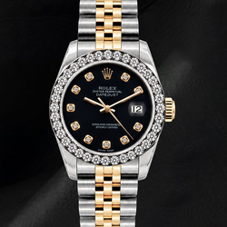 Montre Rolex Datejust 26 mm 6917 Bicolore Cadran Diamants Noir