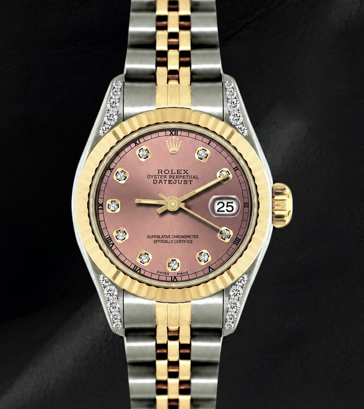 Montre Rolex Datejust 26 mm 6917 Bicolore Cadran Diamants Saumon