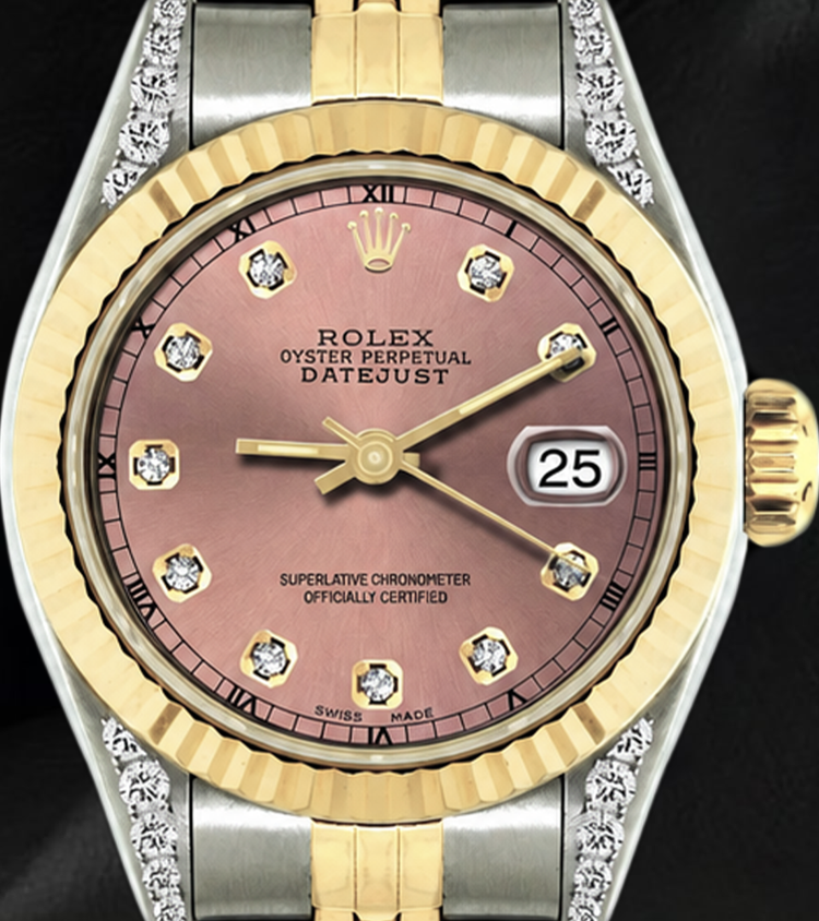 Montre Rolex Datejust 26 mm 6917 Bicolore Cadran Diamants Saumon