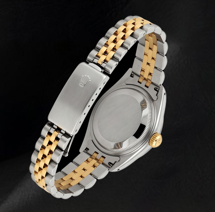 Montre Rolex Datejust 26 mm 6917 bicolore cadran en nacre blanche à chiffres romains