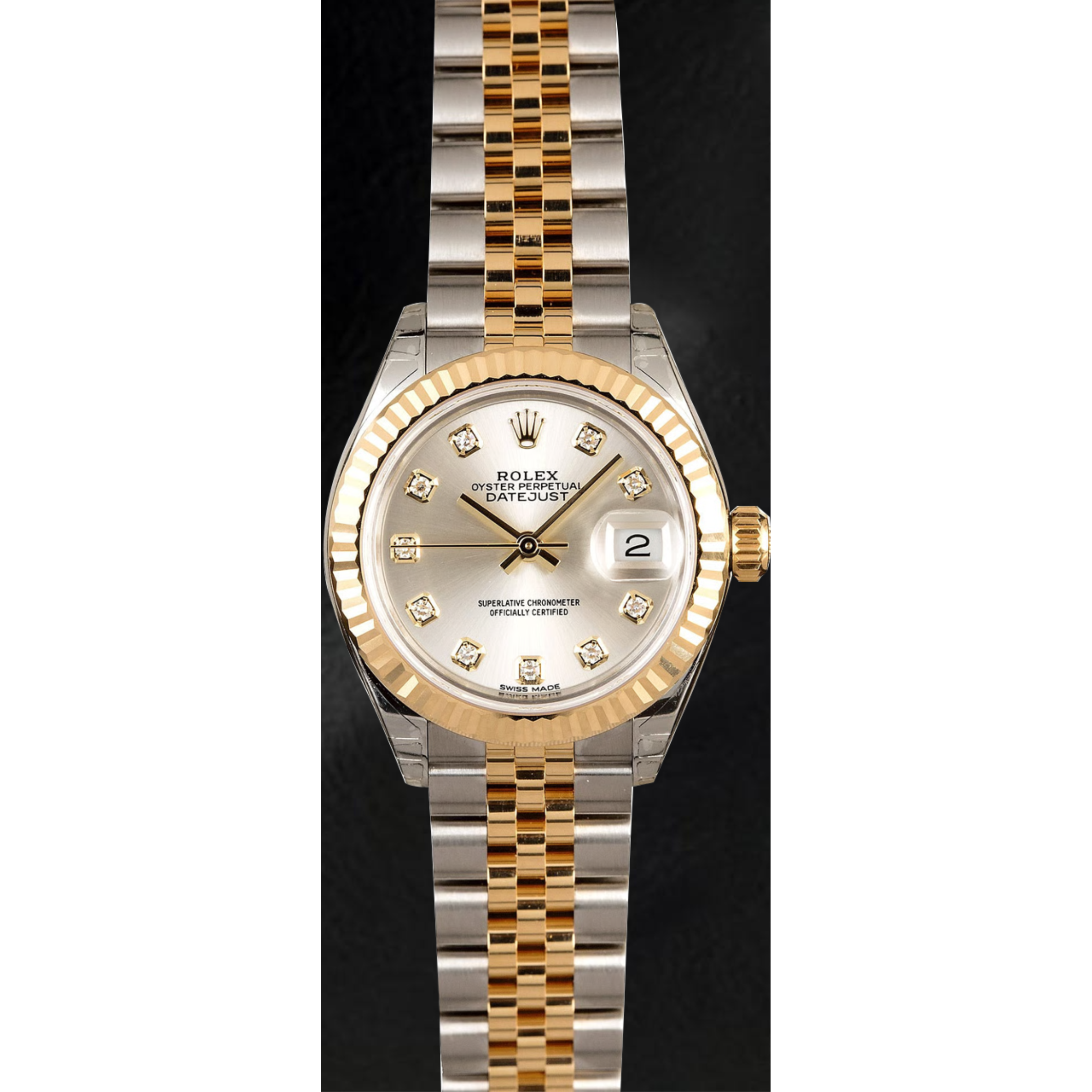 Rolex Datejust 279173 Montre Bicolore 28 mm Cadran Diamants Argent