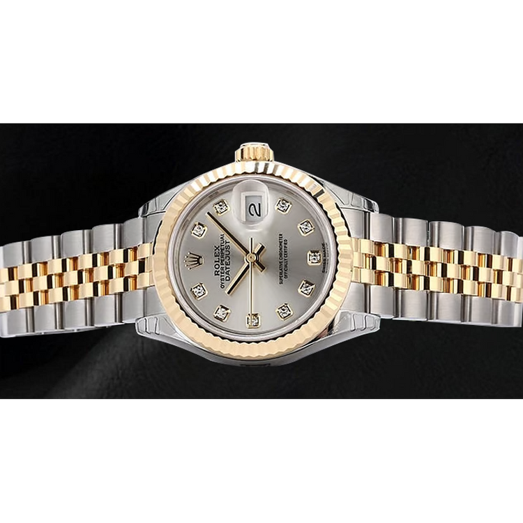 Rolex Datejust 279173 Montre Bicolore 28 mm Cadran Diamants Argent