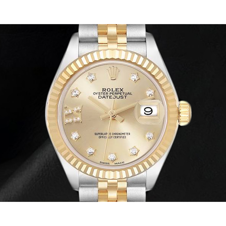 Montre Femme Rolex Datejust 28 mm Cadran Diamants Champagne 279173
