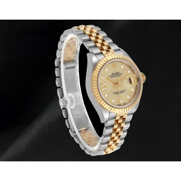Montre Femme Rolex Datejust 28 mm Cadran Diamants Champagne 279173