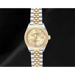 Rolex Datejust 28 mm Acier Inoxydable et Or Jaune Diamants Montre Femme 279173