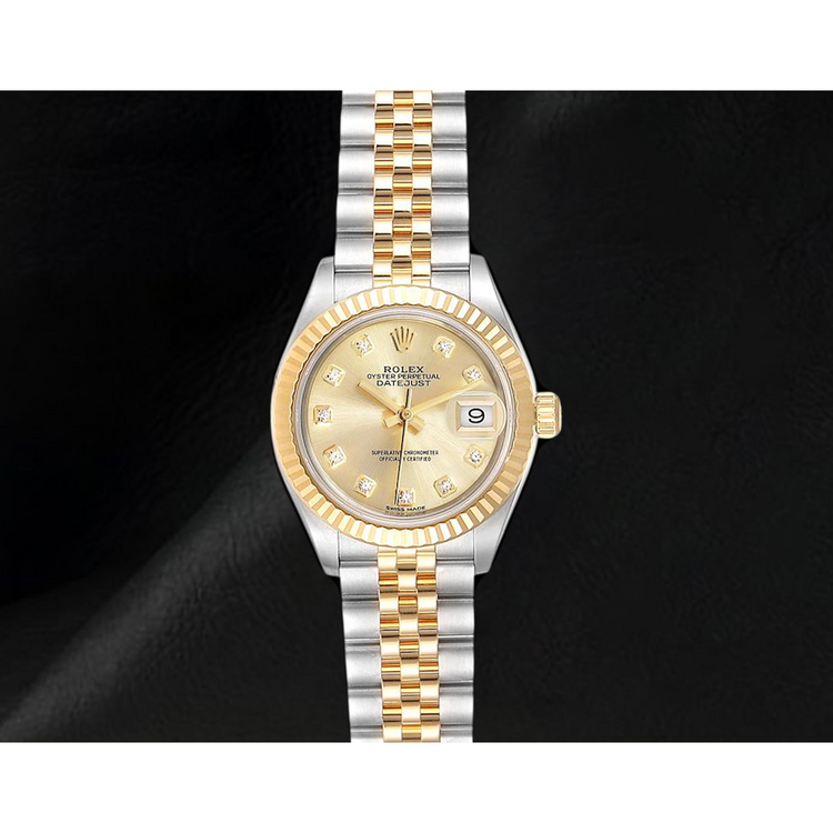 Rolex Datejust 28 mm Acier Inoxydable et Or Jaune Diamants Montre Femme 279173